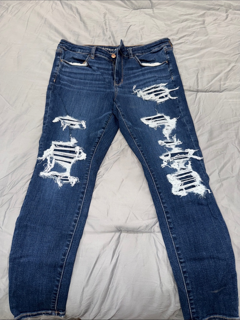 Classic Distressed Dark Blue Women's jegging Jeans